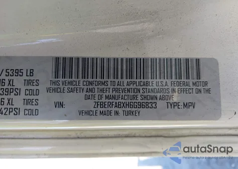 2017 Ram Promaster City Tradesman from USA, damaged, VIN ZFBERFABXH6G96833